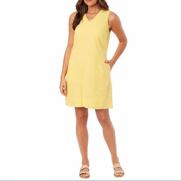 briggs womens linen dress Briggs Ladies' Ruffle V-Neck Linen Blend Dress (US, Alpha, Small, Regular,  Regular, Black) at Amazon Women's Clothing store